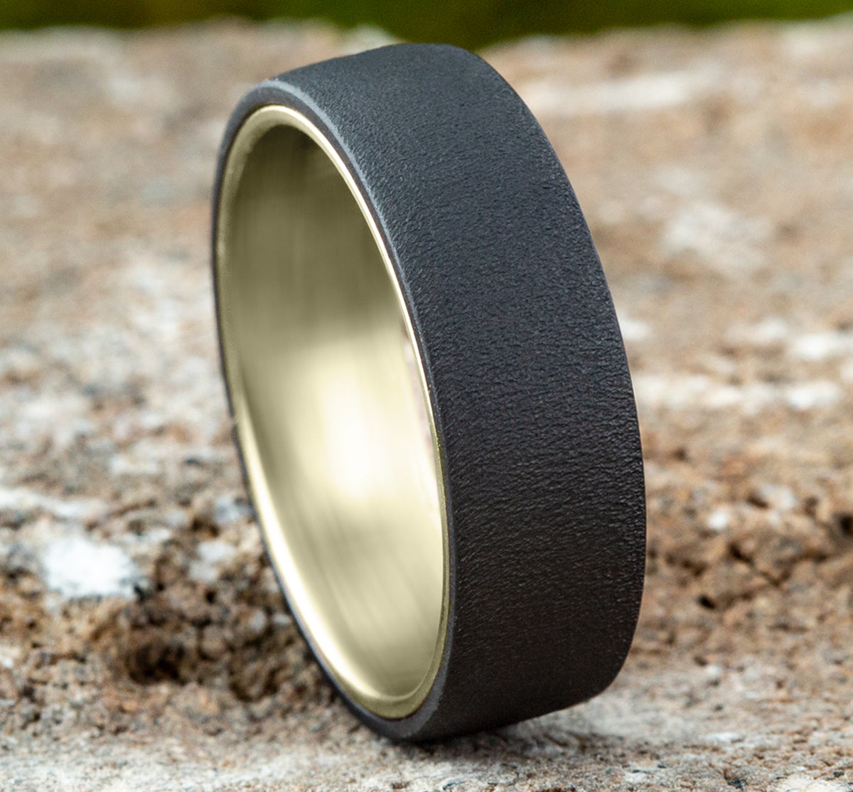 THE COMMODORE 6.5mm 14K Yellow/Tantalum Dark Benchmark men's wedding band