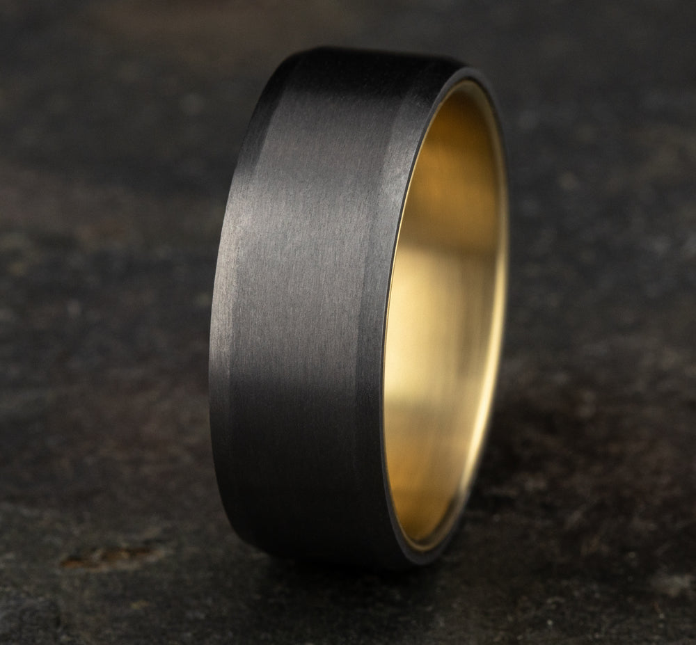 THE NOBLEMAN 6.5mm 14K Yellow/Tantalum Grey Benchmark men's wedding band