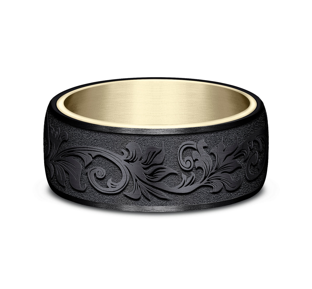 THE PALACE 8mm 14K Yellow/Black Titanium Benchmark men's wedding band