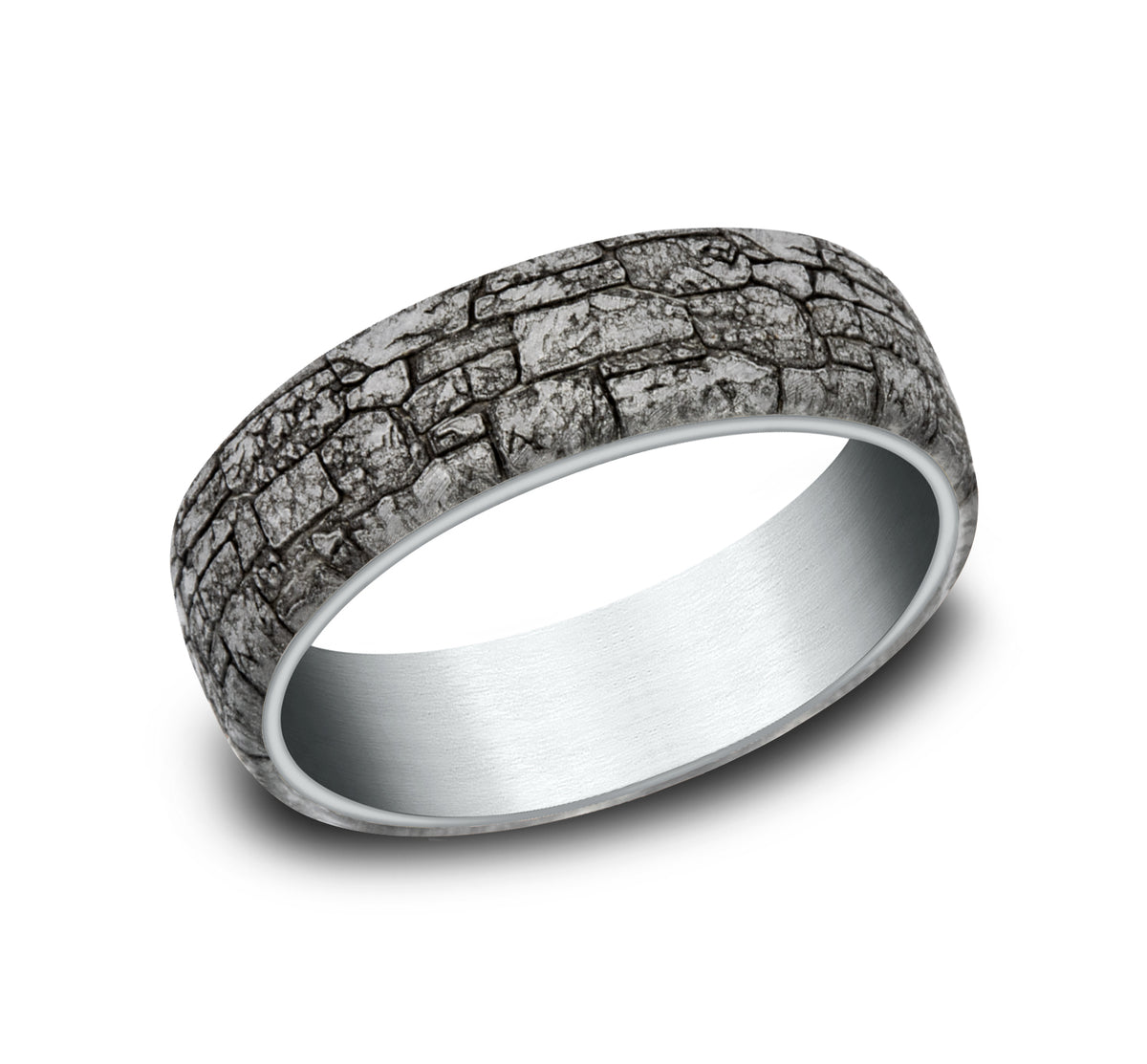 THE TROY 6.5mm 14K White/Tantalum Grey Benchmark men's wedding band