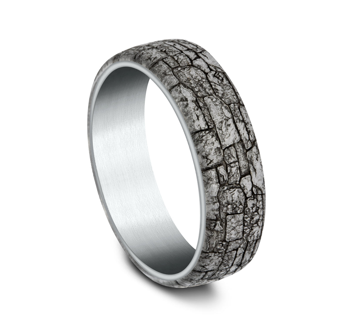 THE TROY 6.5mm 14K White/Tantalum Grey Benchmark men's wedding band
