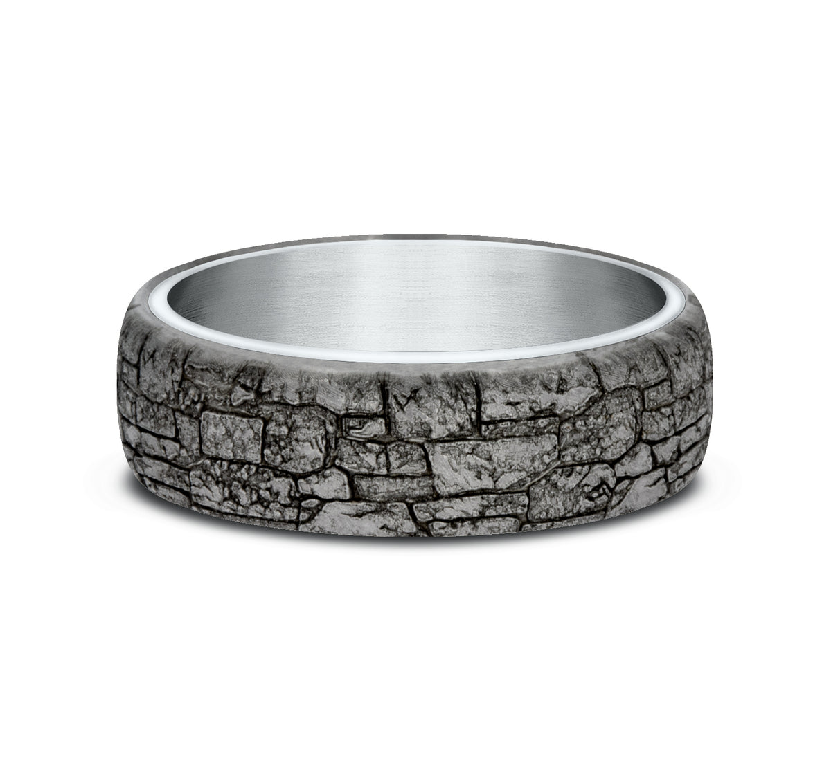 THE TROY 6.5mm 14K White/Tantalum Grey Benchmark men's wedding band