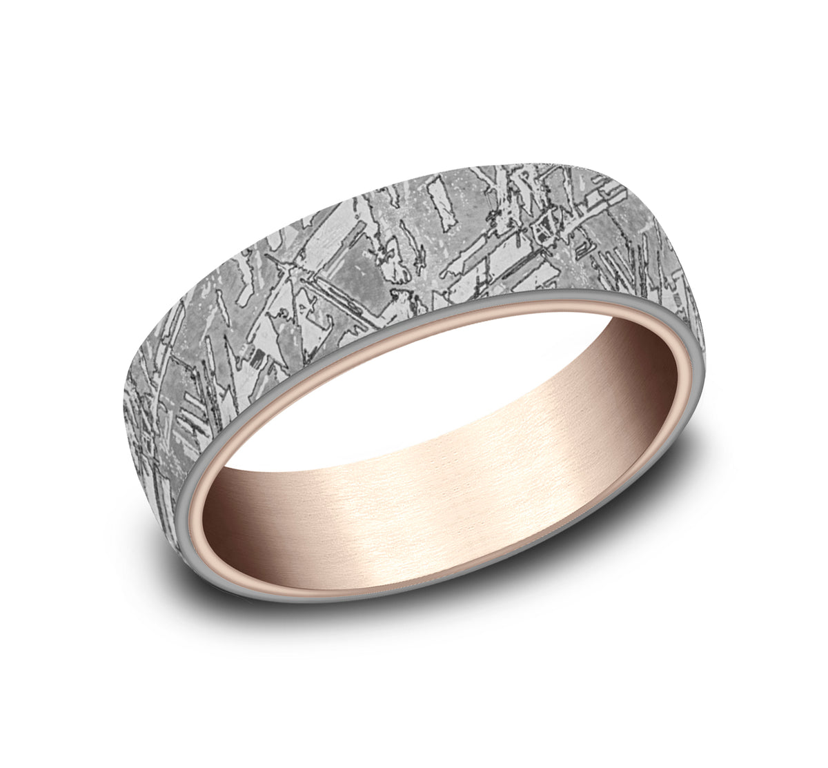 THE DIABLO 6.5mm 14K Rose/Tantalum Grey Benchmark men's wedding band