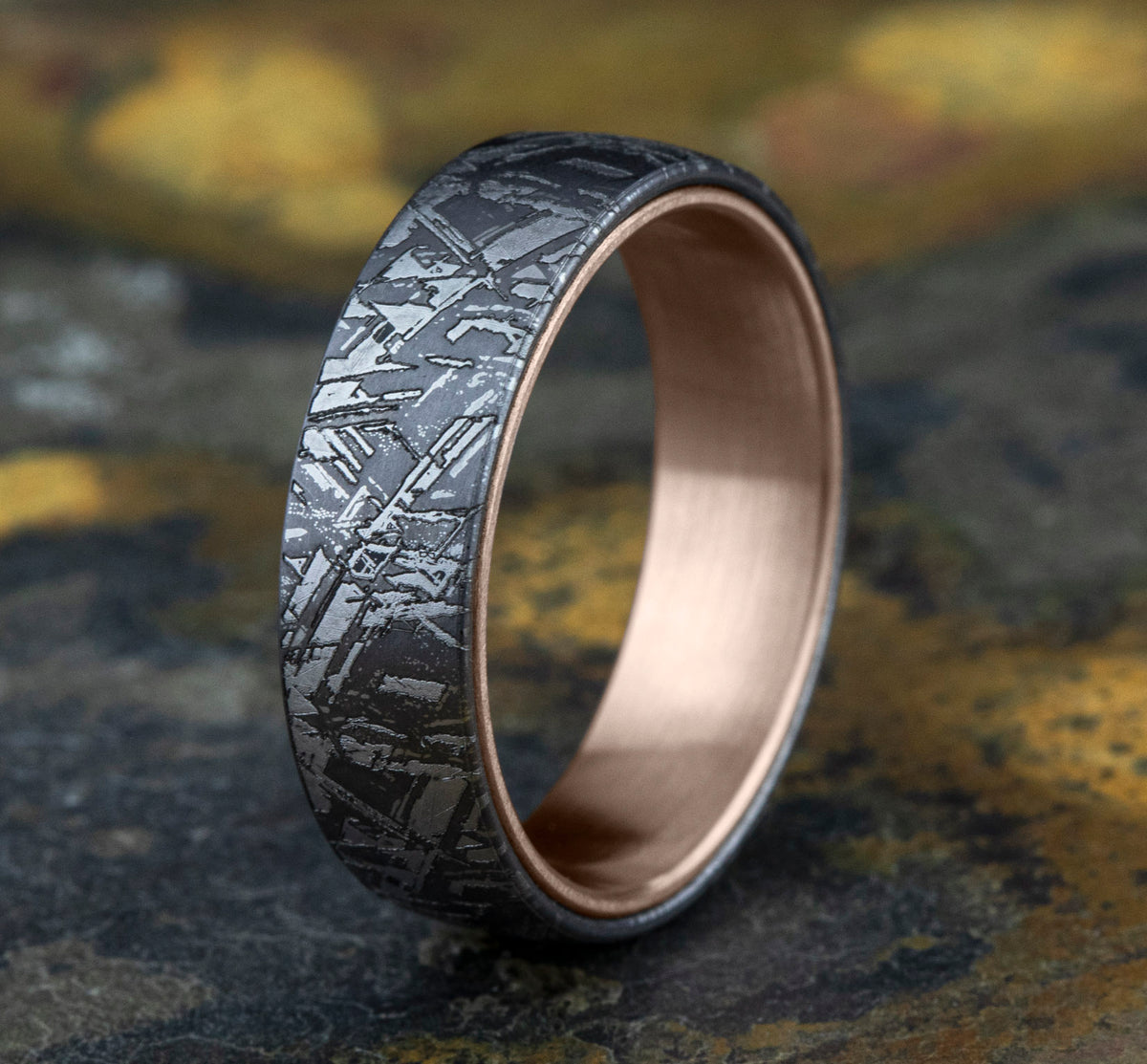 THE DIABLO 6.5mm 14K Rose/Tantalum Grey Benchmark men's wedding band