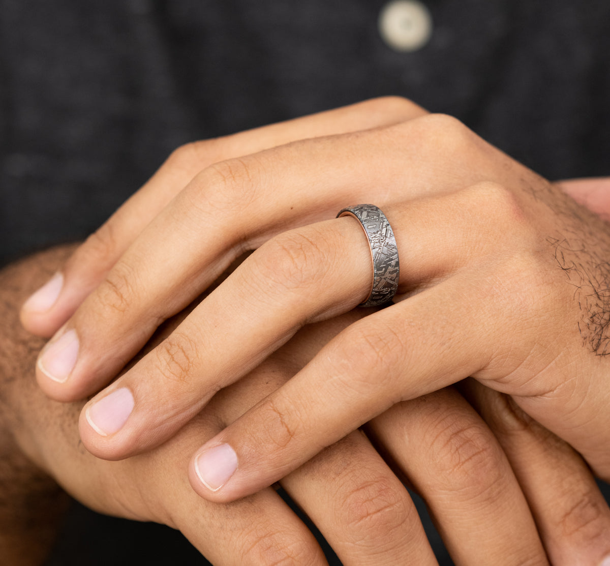 THE DIABLO 6.5mm 14K Rose/Tantalum Grey Benchmark men's wedding band