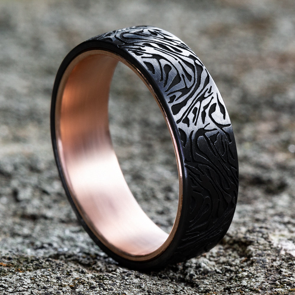 THE IMPERIAL 6.5mm 14K Rose/Black Titanium Benchmark men's wedding band