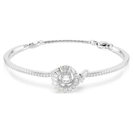 Snake bracelet Mixed cuts, Year of the Snake, White, Rhodium plated