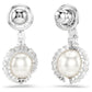 Snake drop earrings Crystal pearl, Mixed cuts, Year of the Snake, White, Rhodium plated