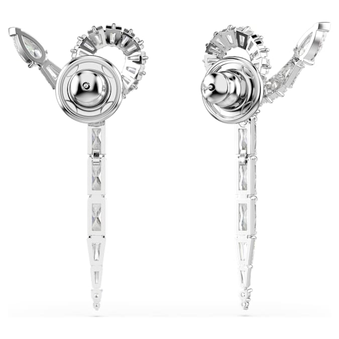 Snake drop earrings Mixed cuts, Year of the Snake, White, Rhodium plated