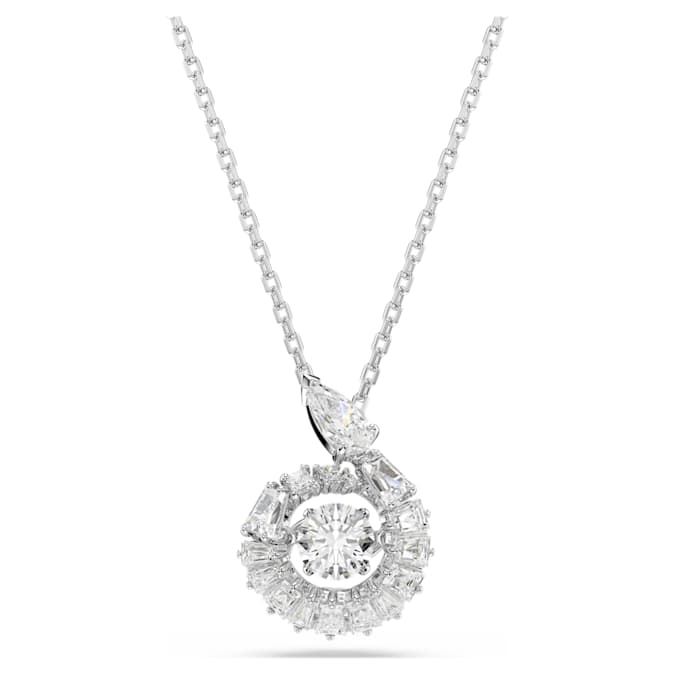 Snake pendant Mixed cuts, Year of the Snake, White, Rhodium plated