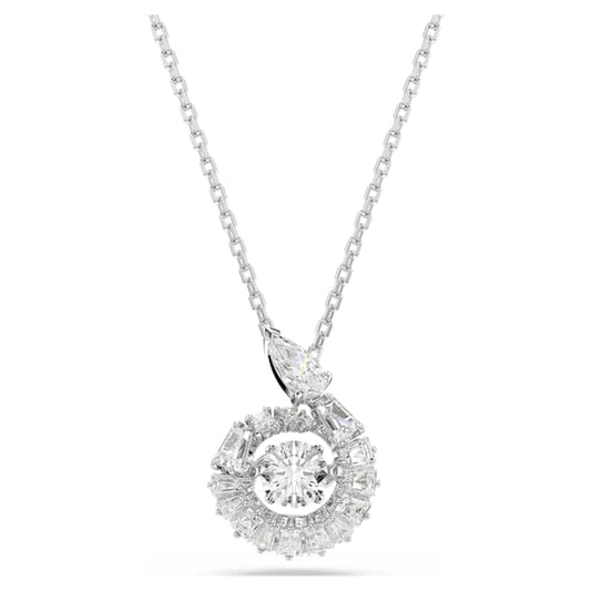Snake pendant Mixed cuts, Year of the Snake, White, Rhodium plated