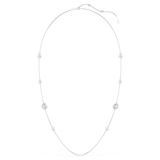 Snake strandage Crystal pearl, Mixed cuts, Year of the Snake, White, Rhodium plated