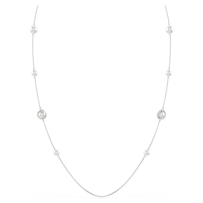 Snake strandage Crystal pearl, Mixed cuts, Year of the Snake, White, Rhodium plated