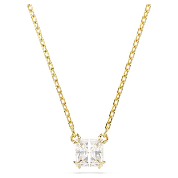 Stilla Attract pendant Square cut, White, Gold-tone plated