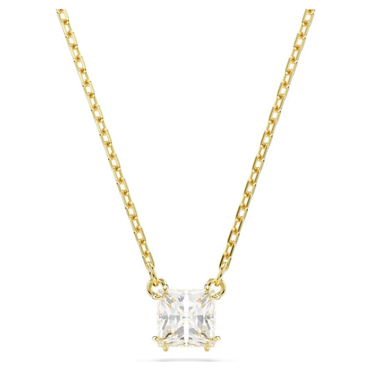 Stilla Attract pendant Square cut, White, Gold-tone plated