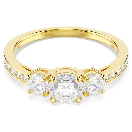 Stilla Attract ring Round cut, White, Gold-tone plated