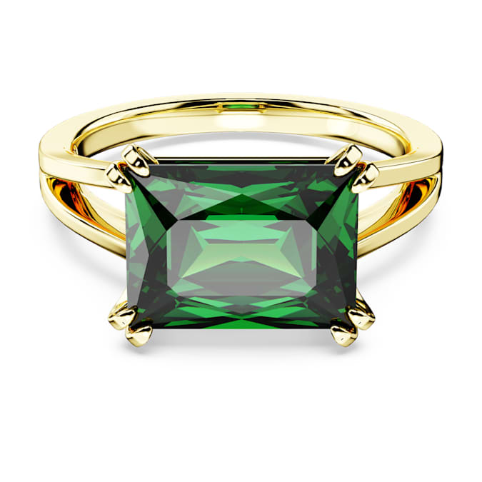 Stilla cocktail ring Rectangular cut, Green, Gold-tone plated