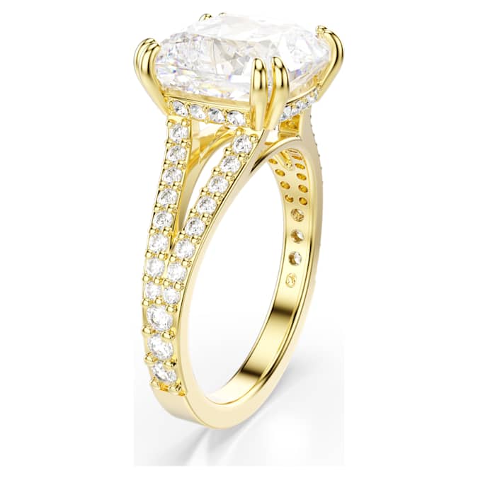 Stilla cocktail ring Square cut, Pavé, White, Gold-tone plated