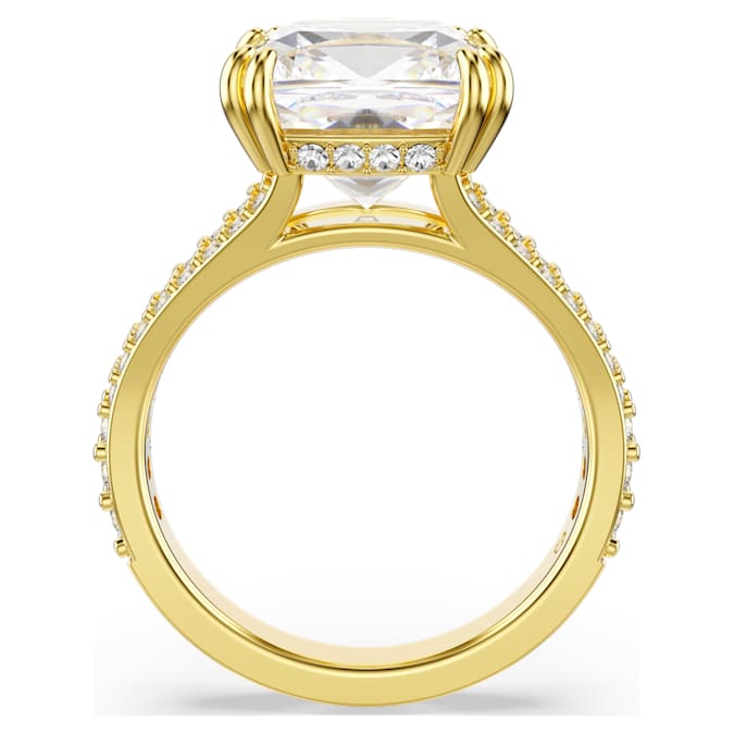 Stilla cocktail ring Square cut, Pavé, White, Gold-tone plated