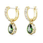 Stilla drop earrings Pear cut, Green, Gold-tone plated