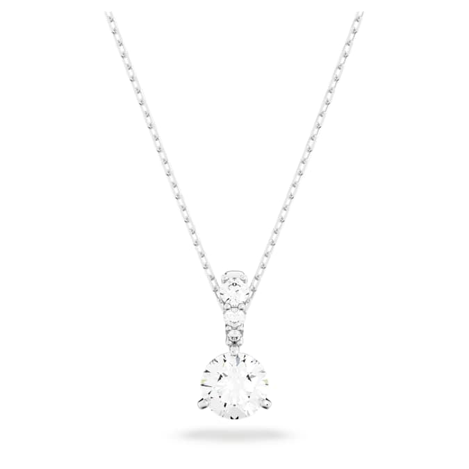 Stilla pendant Round cut, White, Rhodium plated