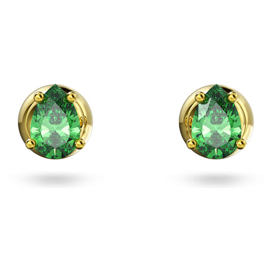 Stilla stud earrings Pear cut, Green, Gold-tone plated
