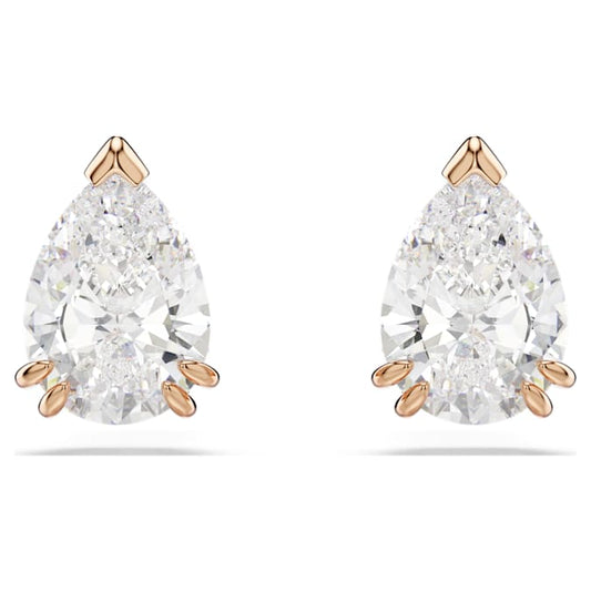 Stilla stud earrings Pear cut, White, Rose gold-tone plated