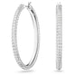Stone hoop earrings Pavé, Large, White, Rhodium plated