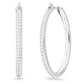 Stone hoop earrings Pavé, Large, White, Rhodium plated