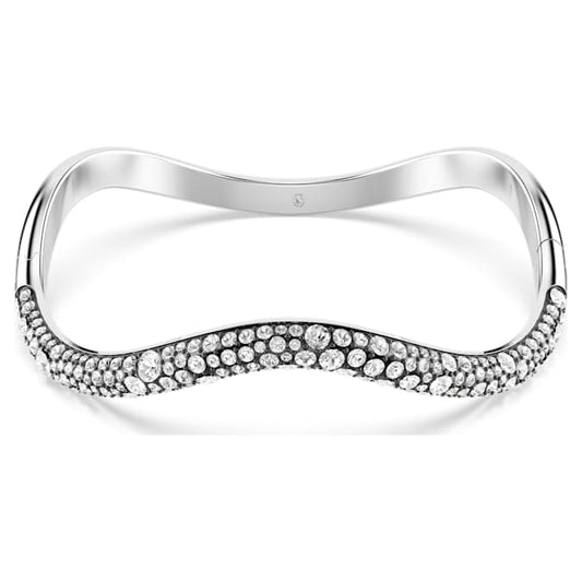 Sublima bangle Round cut, White, Rhodium plated