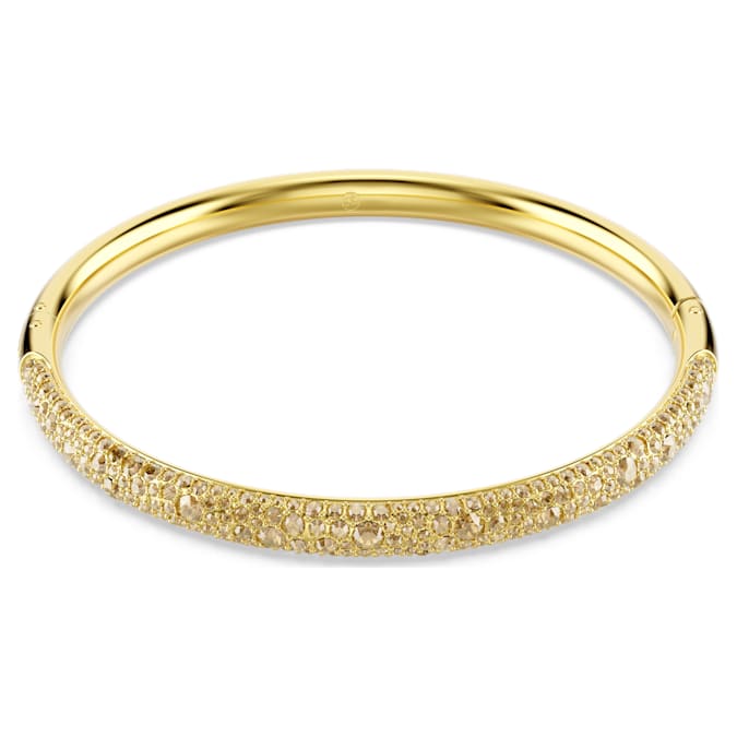 Sublima bangle Snow pavé, White, Gold-tone plated
