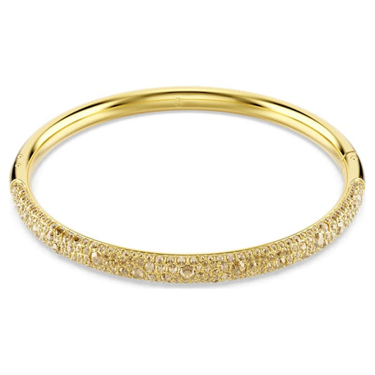 Sublima bangle Snow pavé, White, Gold-tone plated