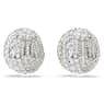 Sublima clip earrings White, Rhodium plated