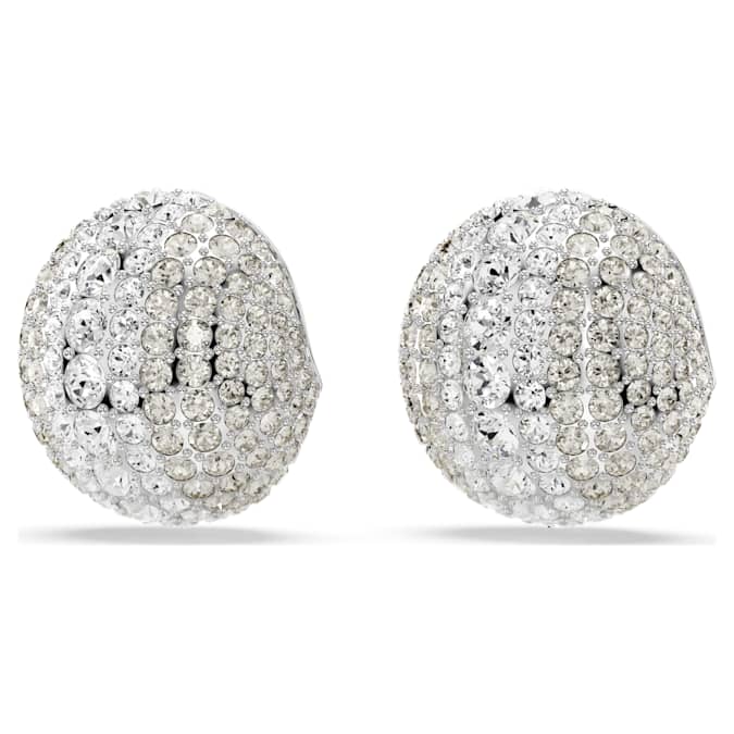 Sublima clip earrings White, Rhodium plated