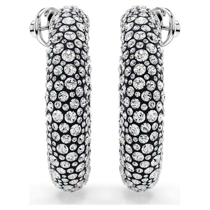 Sublima hoop earrings Mixed round cuts, White, Rhodium plated