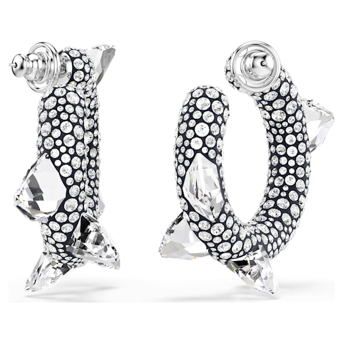 Sublima hoop earrings Spike, White, Rhodium plated