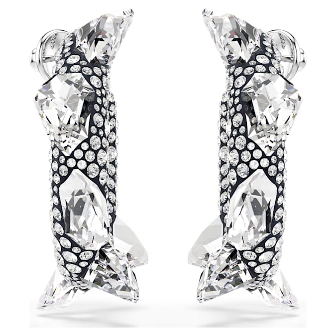 Sublima hoop earrings Spike, White, Rhodium plated