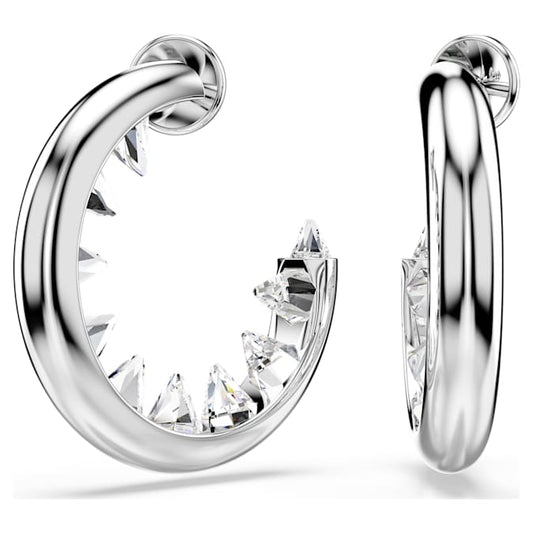 Sublima hoop earrings White, Rhodium plated