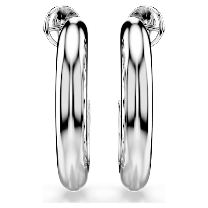 Sublima hoop earrings White, Rhodium plated