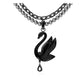 Swan choker and brooch Crystal pearl, Swan, Black, Ruthenium plated