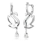 Swan drop earrings Swan, Blue, Rhodium plated