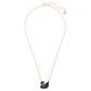 Swan pendant Swan, Black, Rose gold-tone plated