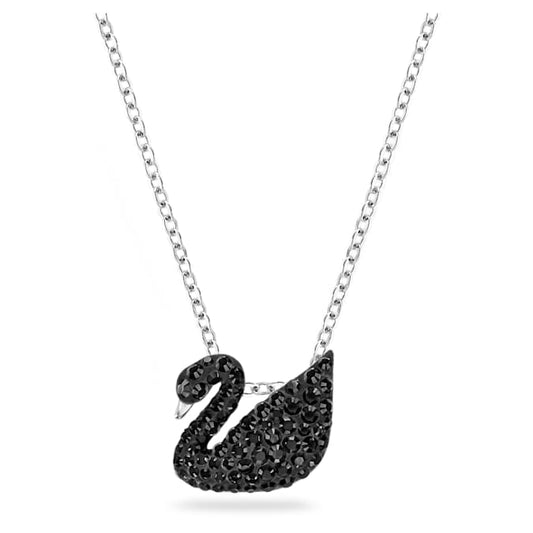 Swan, Small, Black, Rhodium plated