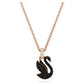 Swan pendant Swan, Small, Black, Rose gold-tone plated