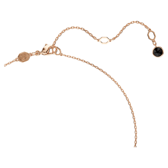 Swan pendant Swan, Small, Black, Rose gold-tone plated