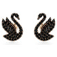 Swan stud earrings Crystal pearl, Swan, Black, Rose gold-tone plated