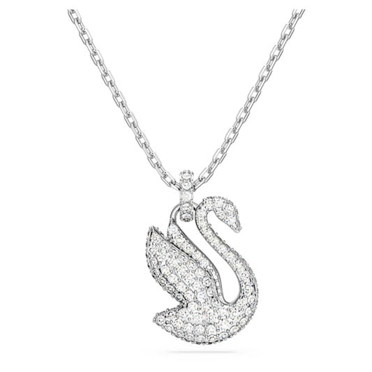 Swarovski Iconic Swan pendant Swan, Medium, White, Rhodium plated