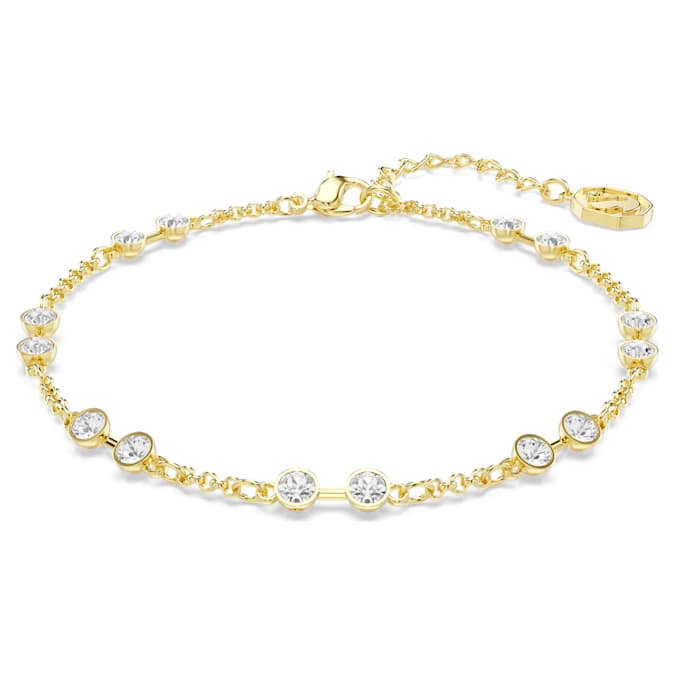 Swarovski Remix Collection strand Round cut, White, Gold-tone plated