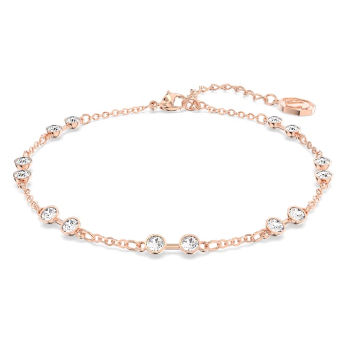 Swarovski Remix Collection strand Round cut, White, Rose gold-tone plated