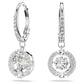 Swarovski Sparkling Dance drop earrings Round cut, White, Rhodium plated